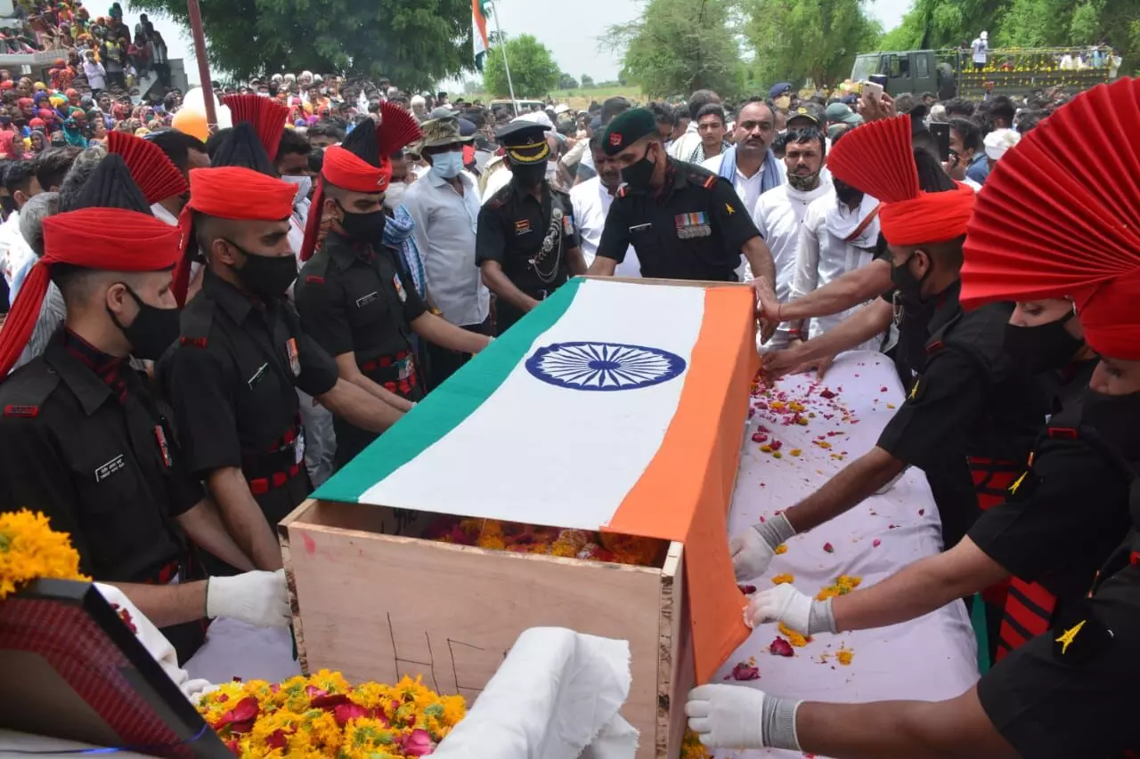 Military honours paid to Army soldiers from Gujarat who attain martyrdom in the line of duty