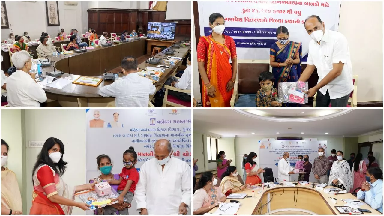 Commencement of distribution of uniforms to 41160 children of 1448 Anganwadi centers of Vadodara district