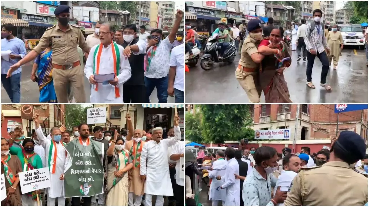 Vadodara Congress protest against Gyanshakti celebration by the BJP government