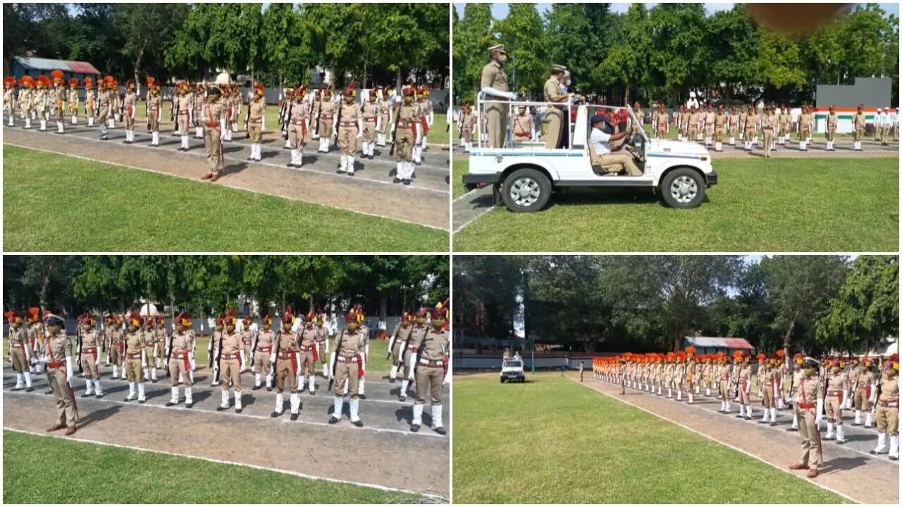 Final rehearsal for 75th Independence Day celebrations at the district level in Vadodara city