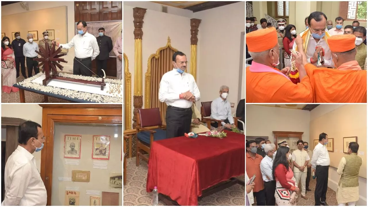 Minister of State for Home Affairs inaugurates exhibition of Gandhi paintings at Sayajibagh Museum in Vadodara