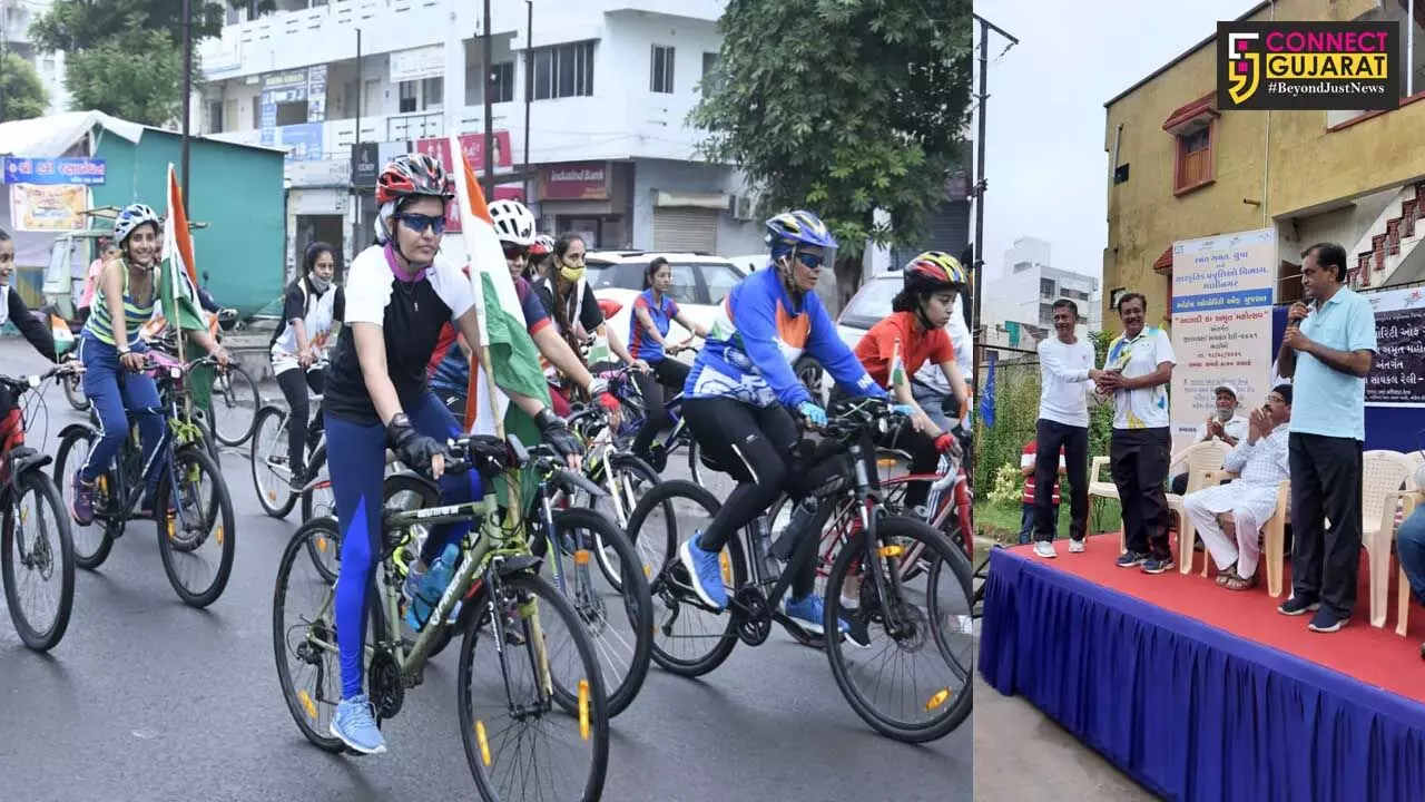 200 teenagers, girls and women joined the Azadi Ka Amrut Mahotsav cycle rally in Vadodara
