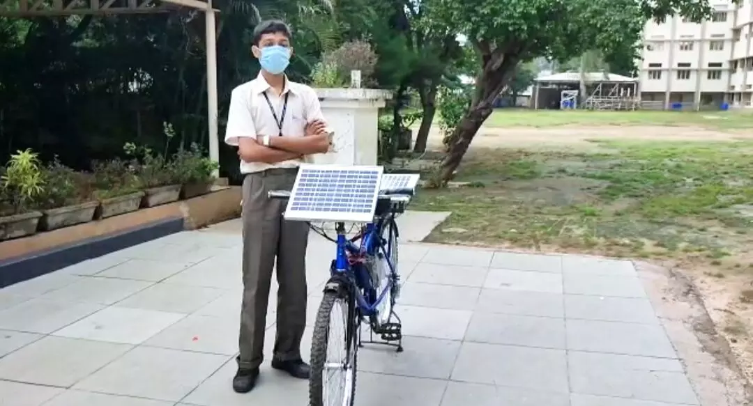 Vadodara school student turned a scrap cycle into solar powered one in just one month