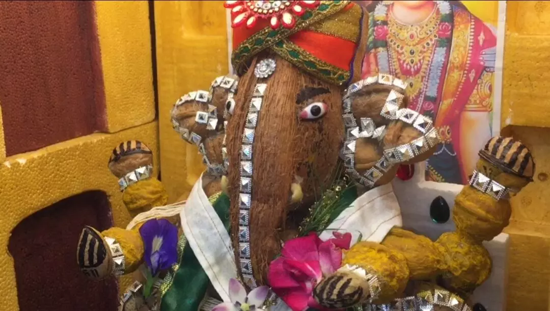 Vadodara youth made Ganesha idol with dry fruits and coconut