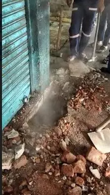 Smoke emitted due to short circuit in the underground electrical wires in a shop at Pratapnagar area in Vadodara