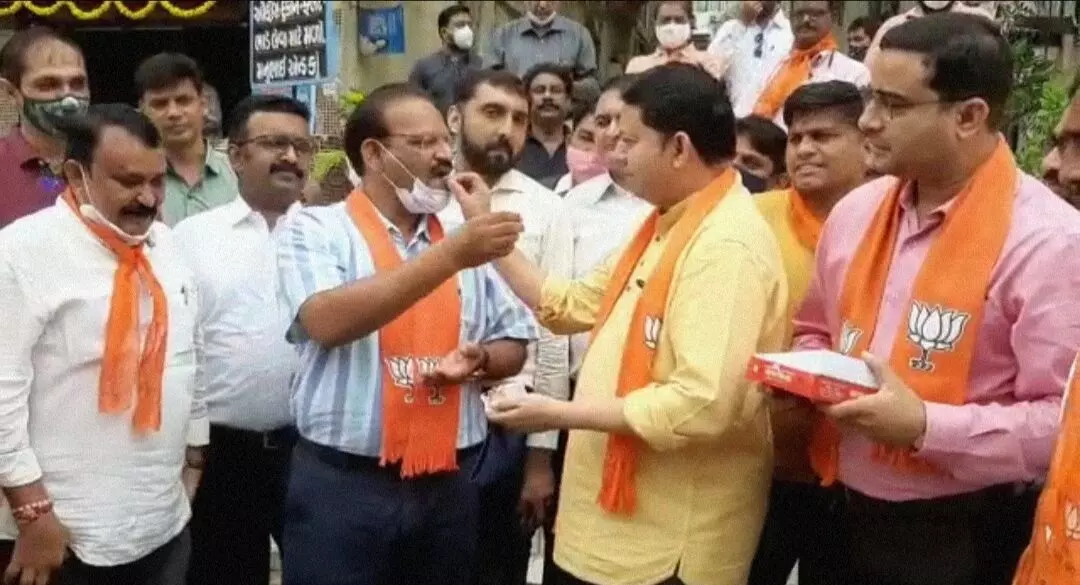 Vadodara BJP celebrate the selection of two MLAS from city in CM Bhupendra Patel ministry