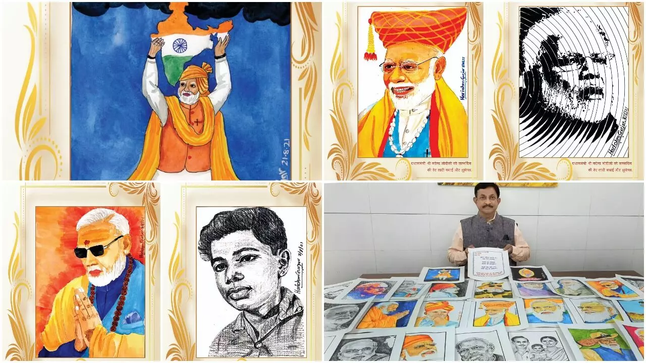 Vadodara artist Hariom Gurjar wish Prime Minister Narendra Modi on his 71st birthday