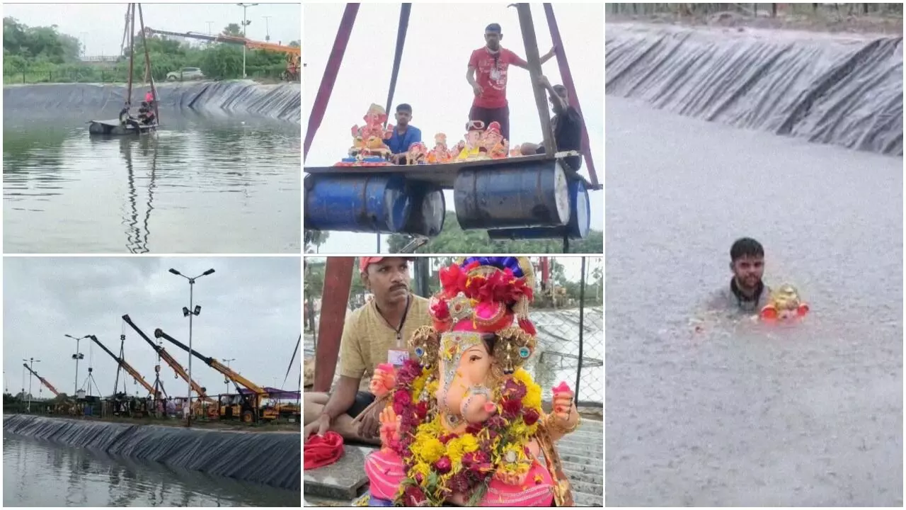 Vadodara bids emotional farewell to Lord Ganesha with eco friendly way