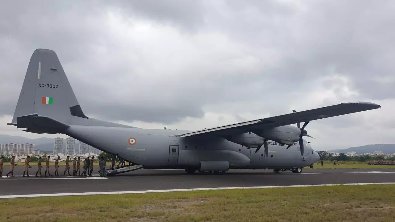 C-130 aircraft lands at National Defence Academy