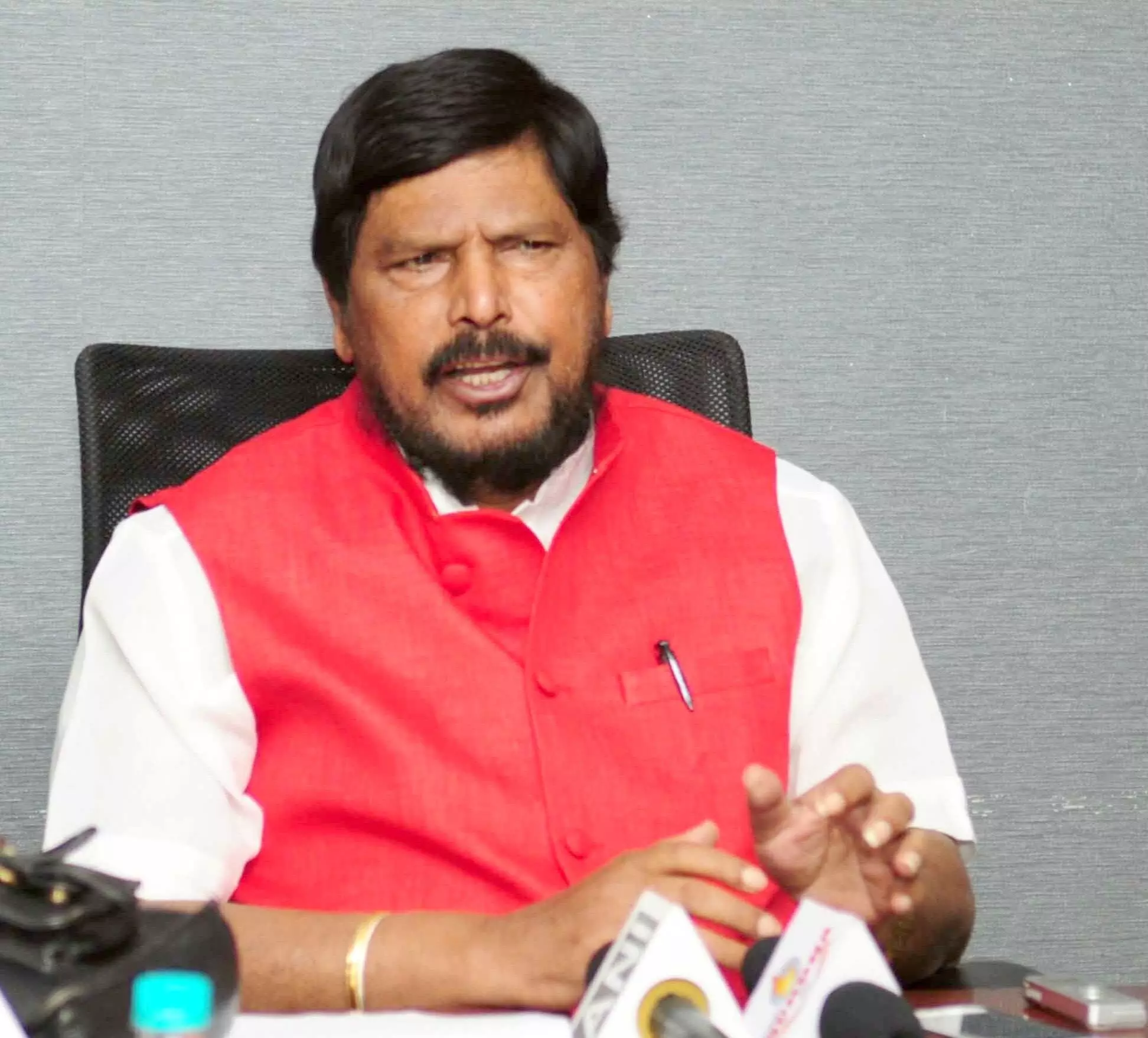 Ramdas Athawale Minister of State for Social Justice and Empowerment on a visit to Vadodara