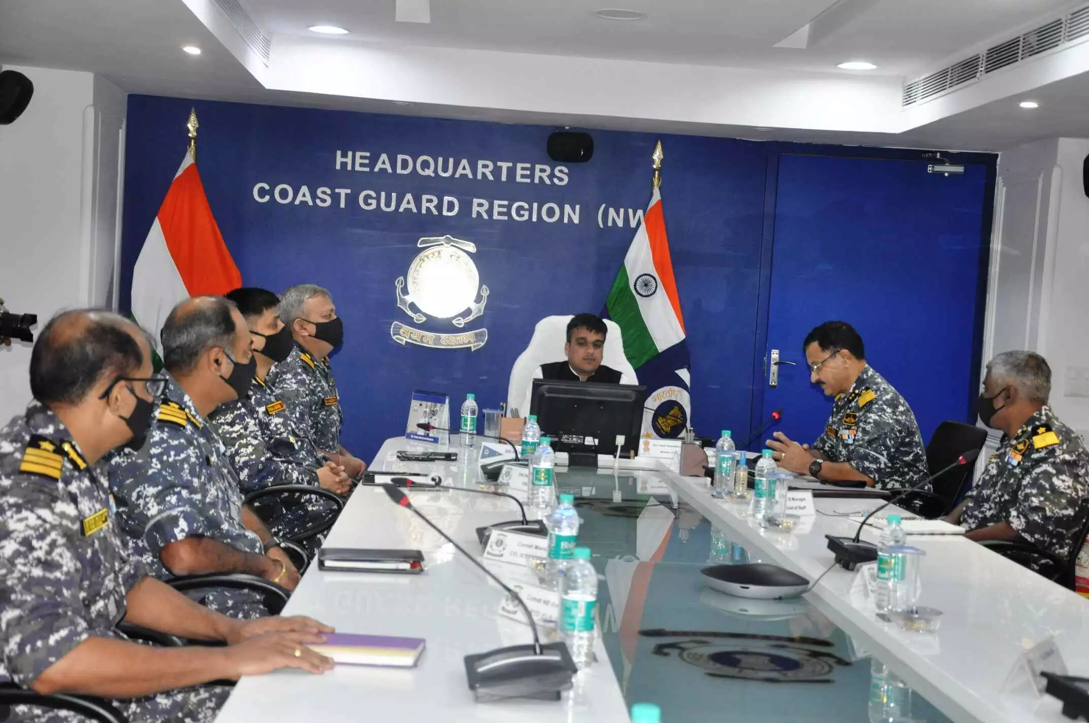 Harsh Sanghavi MoS Home, Gujarat visited Indian Coast Guard Regional Headquarters at Gandhinagar