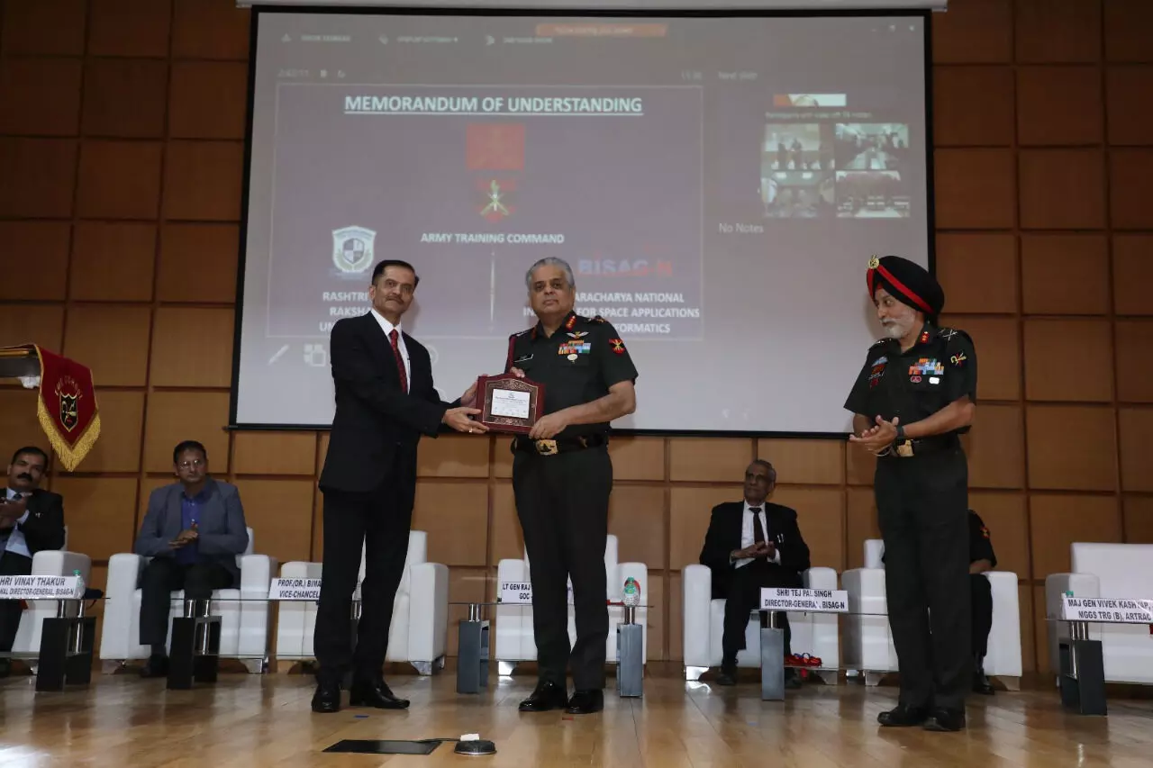 Army Training Command of Indian Army signs MOU with Rashtriya Raksha University and Bhaskaracharya National Institute for Space Applications and Geo-Informatics