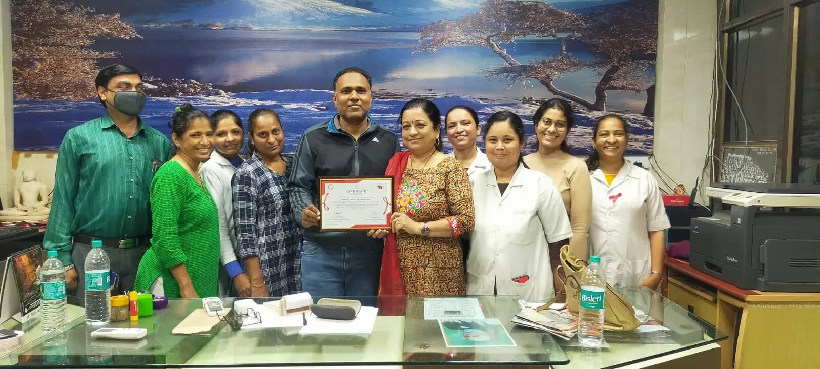 Certificate of Appreciation for the ninth consecutive time for maximum testing and counseling of HIV / AIDS through Vatsyayan Kendra to ICTC of Sayaji Hospital