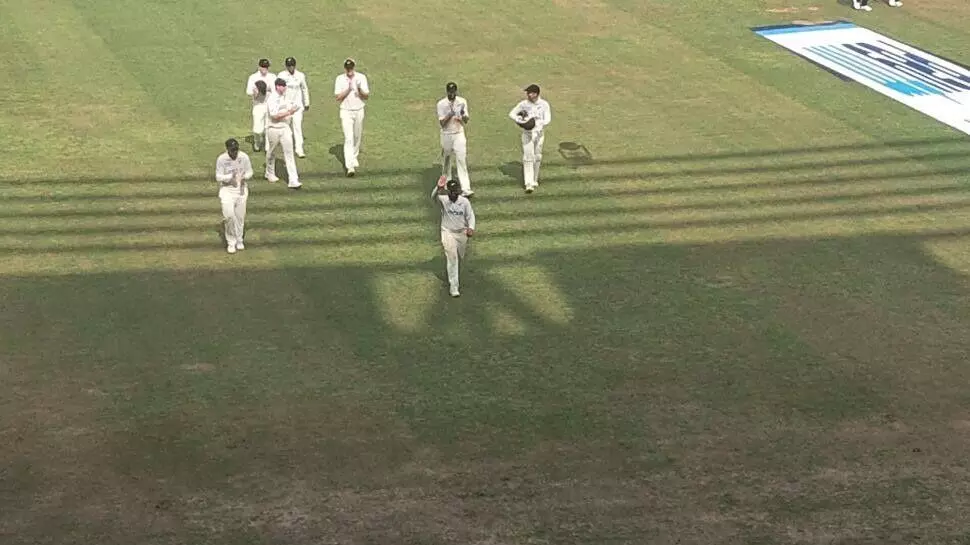 After taking ten wickets, Ajaz Patel receives a standing ovation from the Mumbai audience