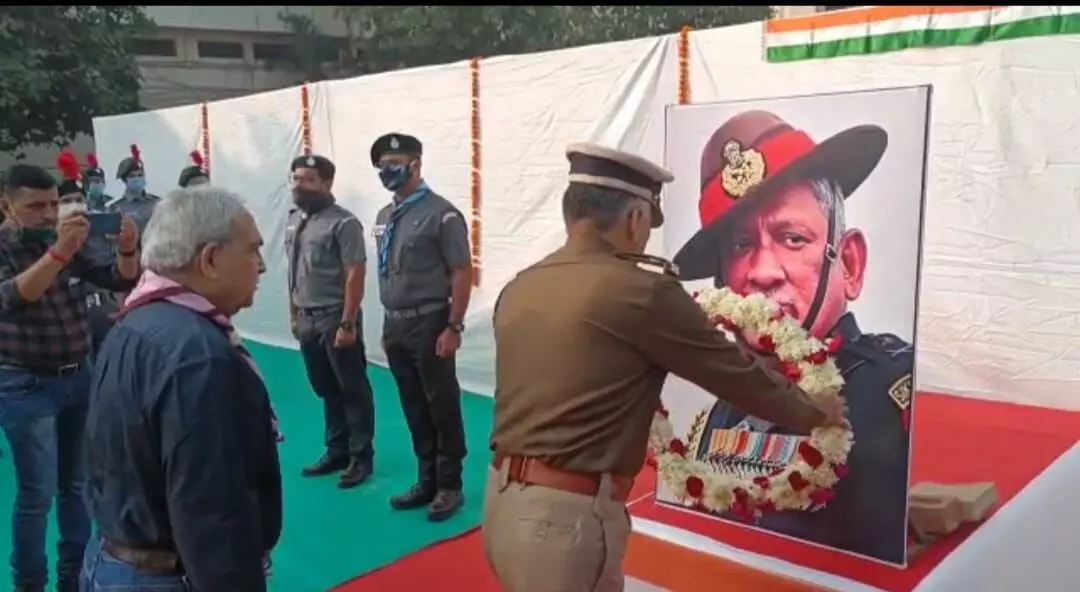Uniformed Scout and NCC cadets gave heartfelt tribute to late CDS Bipin Rawat and soldiers martyred