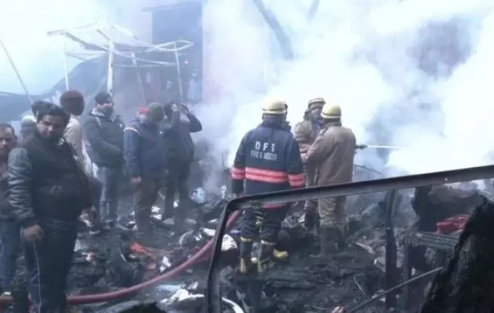 A fire broke out in Delhis Lajpat Rai Market, burning 56 stores