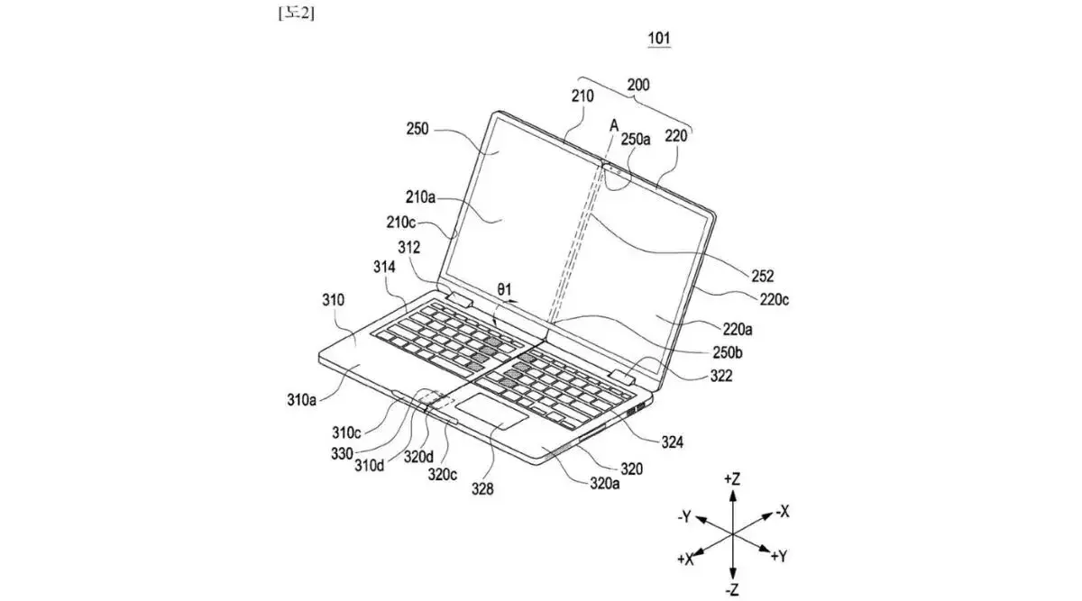 Samsung patented a laptop that can fold over twice