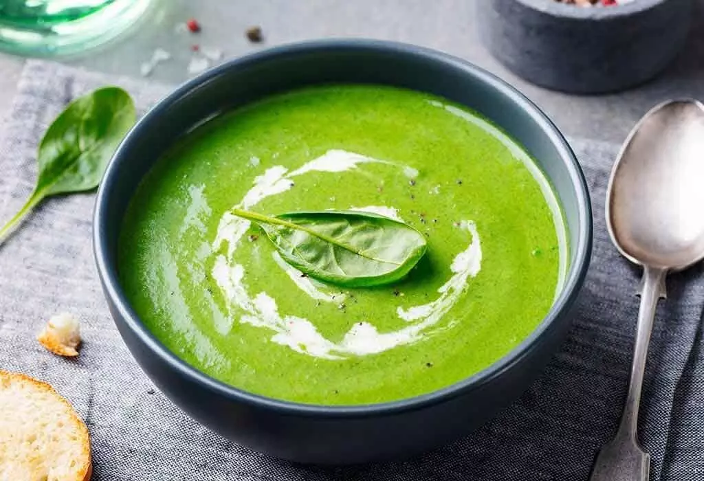 A brilliant green healthy soup, Palak Soup for cold winters