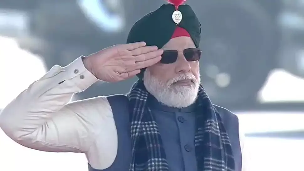 PM Narendra Modi inspects the Cariappa Grounds Guard of Honour