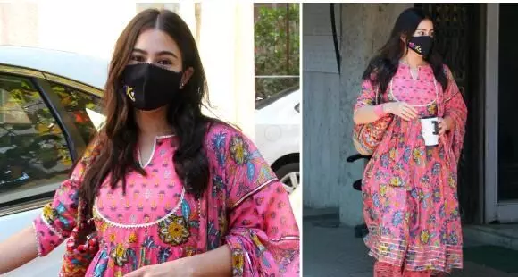 Sara Ali Khan shows pink is all it takes to pretty up your day in a floral printed Anarkali set