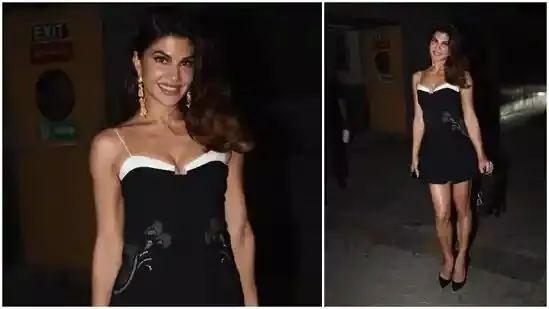 Jacqueline Fernandez attends the premiere of Attack in little black dress