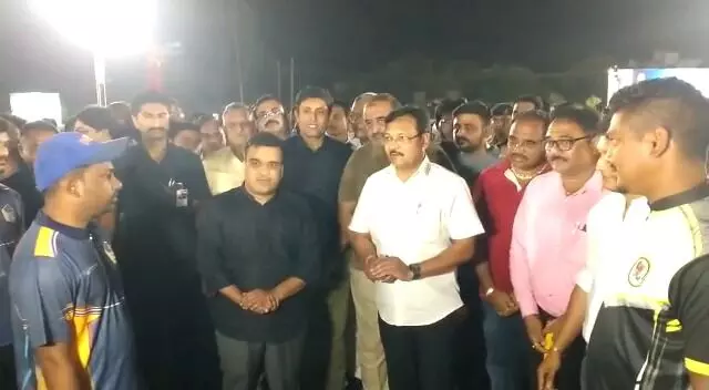 Ankleshwar: Home Minister of Gujarat Harsh Sanghvi attends the cricket tournament held at Kudadra village