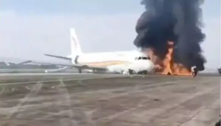 Tibet Airlines plane skids off runway, catches fire at Chinas Chongqing Airport