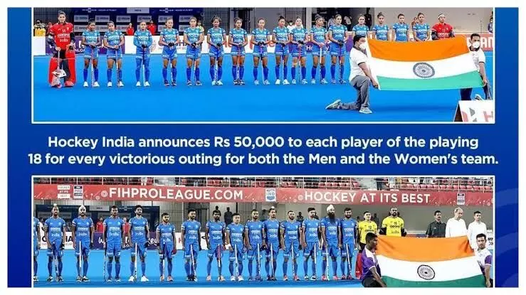 Hockey India announces cash incentives for both mens and womens team members for every win