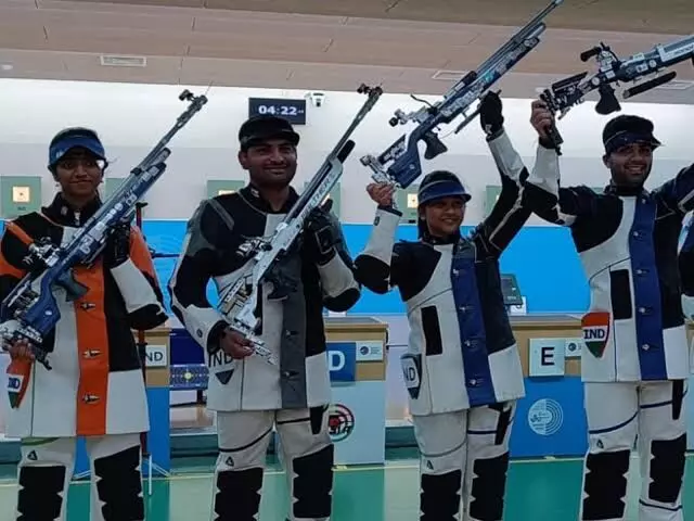 Asian Airgun Championship: Indias Arjun Babuta, Mehuli Ghosh win gold medal in 10m air rifle mixed team event