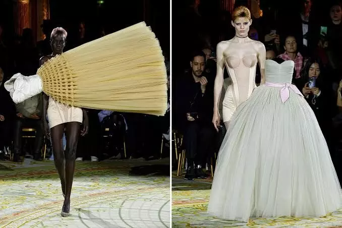 Bizarre topsy-turvy, upside down gowns grab eyeballs at Paris Fashion Week