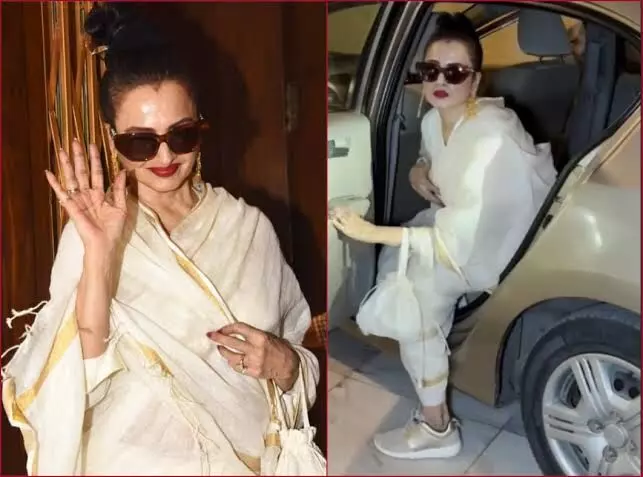 Rekha serves fashion goals as she pairs signature saree with sneakers