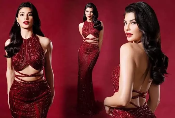 Jacqueline Fernandez stuns fans with breathtaking look in scarlet red gown