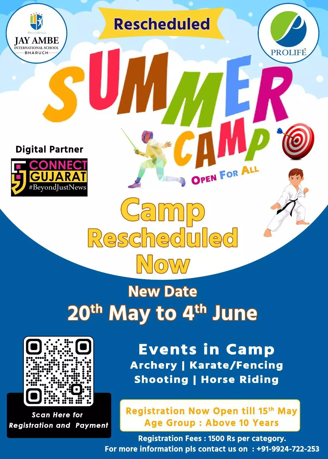 A summer camp has been organized at Jay Ambe International School, Bharuch with the support of Prolife Foundation