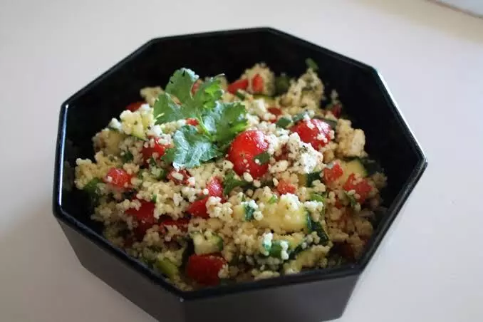 Cherry Tomato Couscous Salad Recipe: Try this recipe and enjoy the burst of flavours it offers. For all the weight watchers out there