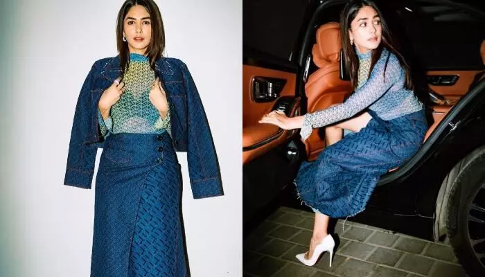 Mrunal Thakur makes a fashion statement in a stunning Rs. 38,000 denim skirt and jacket combo