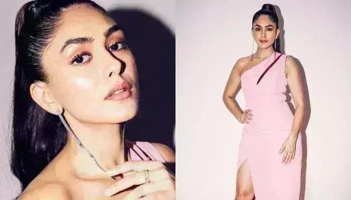 Mrunal Thakur again  proves to be an absolute fashionista in her pink gown
