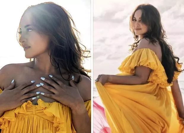 Sonakshi Sinha is having a Palat moment as she poses at the beach in a colorful gown