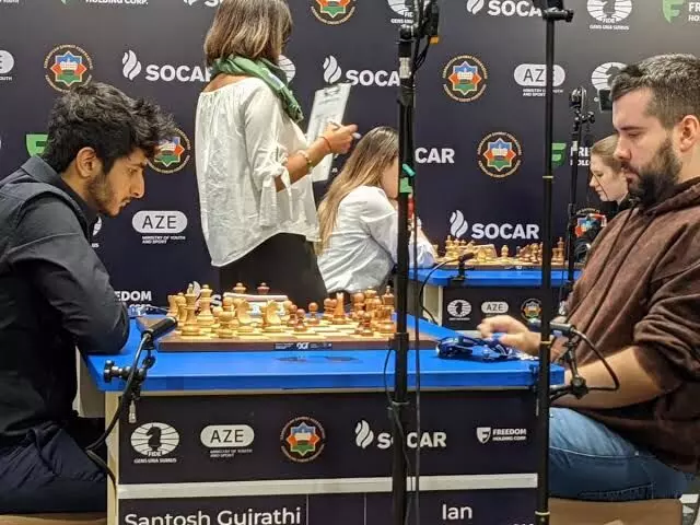 Indian Grandmaster Vidit Gujrathi beat Ian Nepomniachtchi of Russia 2-0 to enter quarterfinals of FIDE Chess World Cup in Baku, Azerbaijan