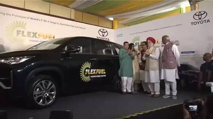 Union Minister Nitin Gadkari launches worlds first 100% Ethanol-fueled car in New Delhi