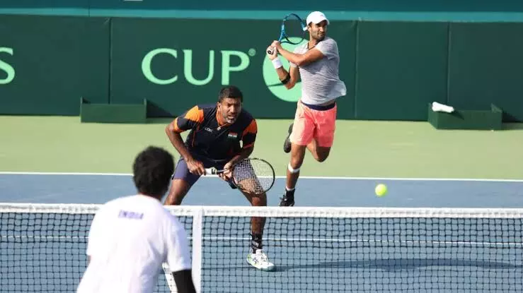 Davis Cup: Indian mixed doubles pair of Rohan Bopanna & Yuki Bhambri defeats Moroccan pair of Elliot Benchetrit & Younes Lalami Laaroussi in Lucknow