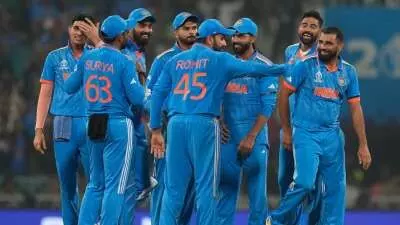 India beat England by 100 runs to win their sixth consecutive match in ICC Mens Cricket World Cup