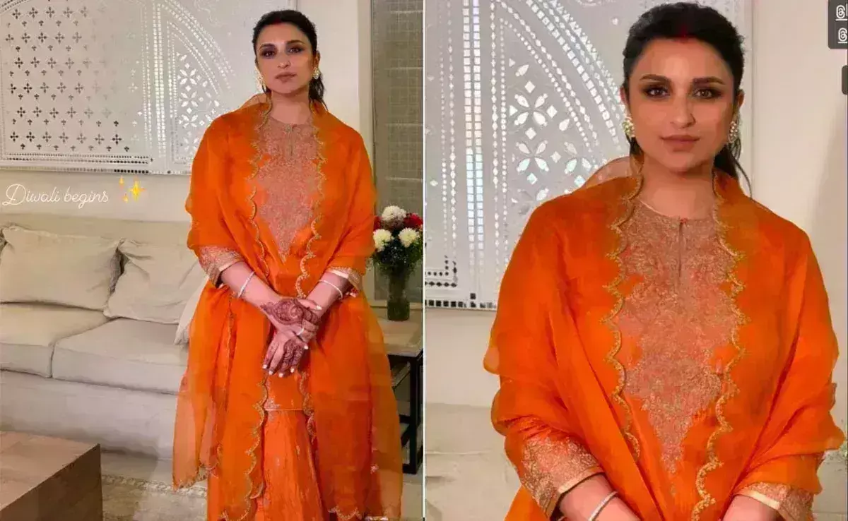 Parineeti Chopra in a Rs 1 lakh orange sharara makes festive fashion look