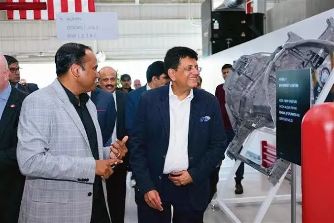 Union Commerce Minister Piyush Goyal visits Tesla factory in USA