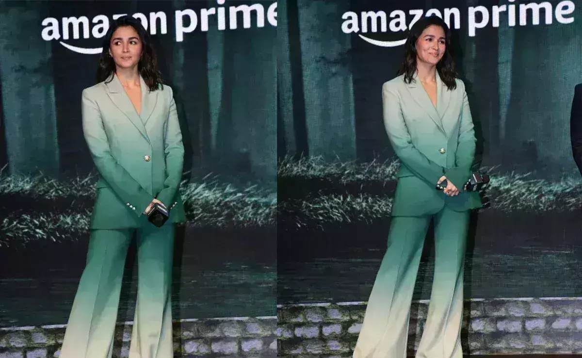 Alia Bhatt stuns in chic ombre pantsuit worth ₹3.15 lakh at Poacher trailer launch