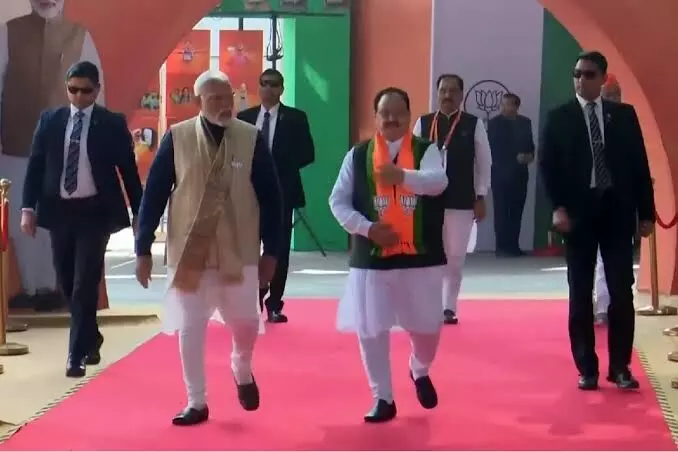 2 national convention of BJP begins with partys office bearers meeting in Delhi, PM Modi attends meeting
