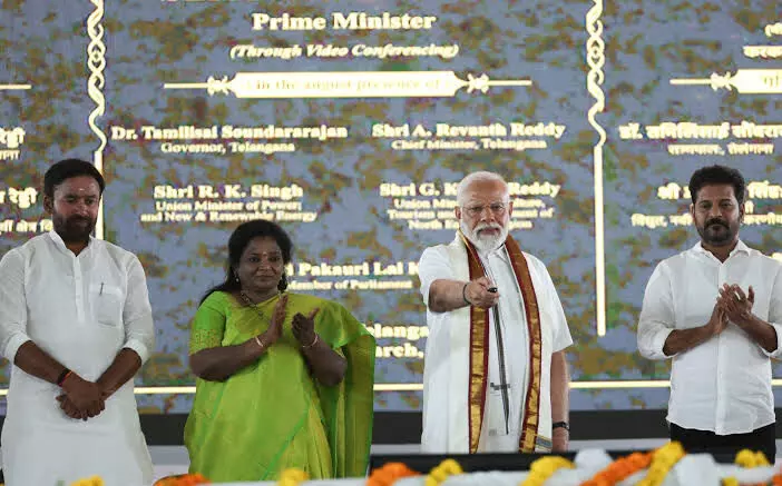 PM Modi lays foundation stone and dedicates to nation multiple development projects worth over 7,200 crore rupees in Telangana