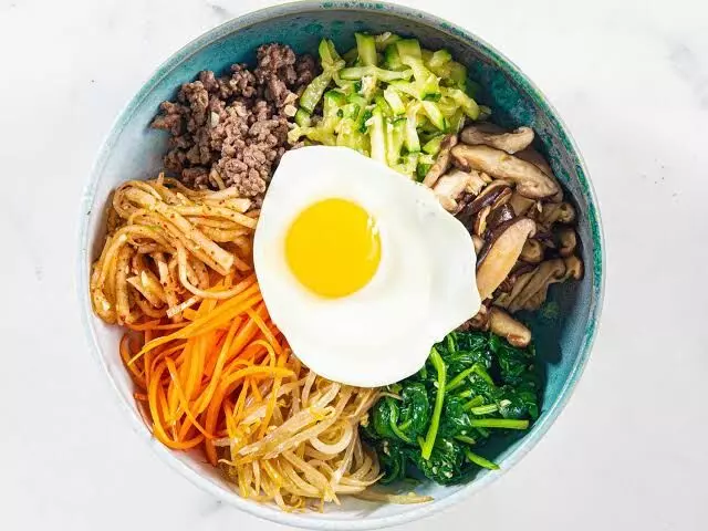 Bibimbap Recipe: A Korean rice meal prepared with mixed vegetables