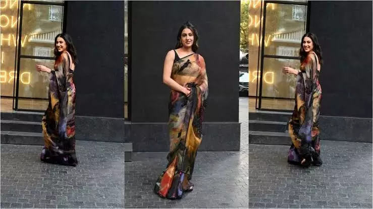 Sara Ali Khan raises the ethnic fashion game in this abstract print saree