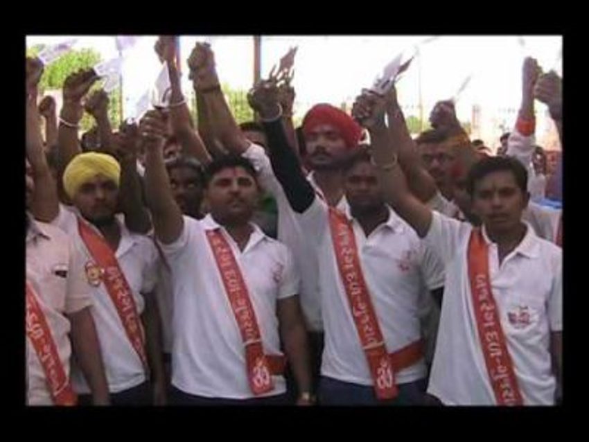 Bajrang Dal distributed Trisuls (tridents) to youths in Jambusar region of Gujarat