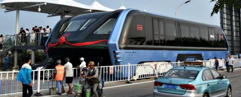 China built that awesome bus that drives over traffic